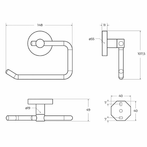 Держатель туалетной бумаги Cezares Relax RELAX-PH1-GM Оружейная сталь