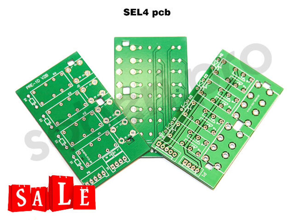 плата коммутации на реле четырех входов предварительного усилителя, фонокорректора, усилителя мощности