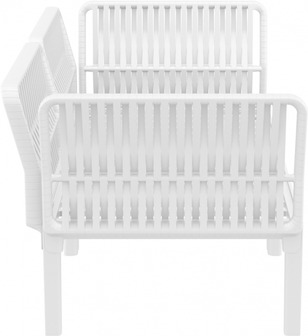 Диван пластиковый двухместный с подушками Siesta Contract Portofino Lounge, белый, бежевый