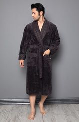 Мужской махровый халат 15160  антрацит Турция
