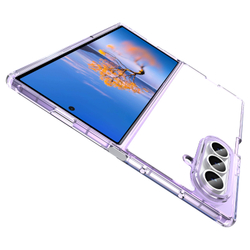 Чехол прозрачный защитный для Samsung Galaxy Fold 7, мягкие усиленные боковые рамки фиолетового цвета
