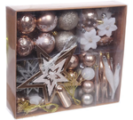 Набор ёлочных украшений "Сказочная зима" 45 предметов, Белый/Шампань (Серпантин)