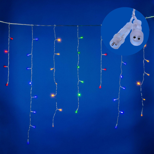 ULD-B10005-480/TTK MULTI IP44 Бахрома светодиодная с эффектом мерцания, 10м. Соединяемая. 480 светодиодов. Разноцветный свет. Провод прозрачный. ТМ Un