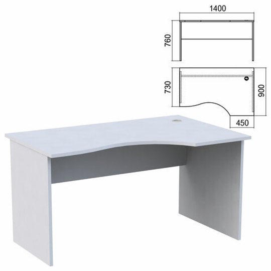 Стол эргономичный "Арго", 1400х900х760, правый, серый (КОМПЛЕКТ)