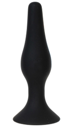 Черная силиконовая анальная пробка размера M - 11 см. (Цвет: черный)