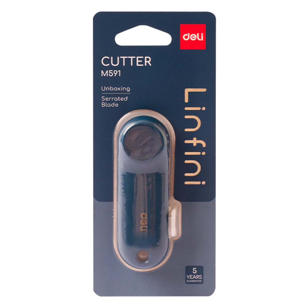 Нож-мини канцелярский DELI "Linfini",  85х31х16 мм, синий