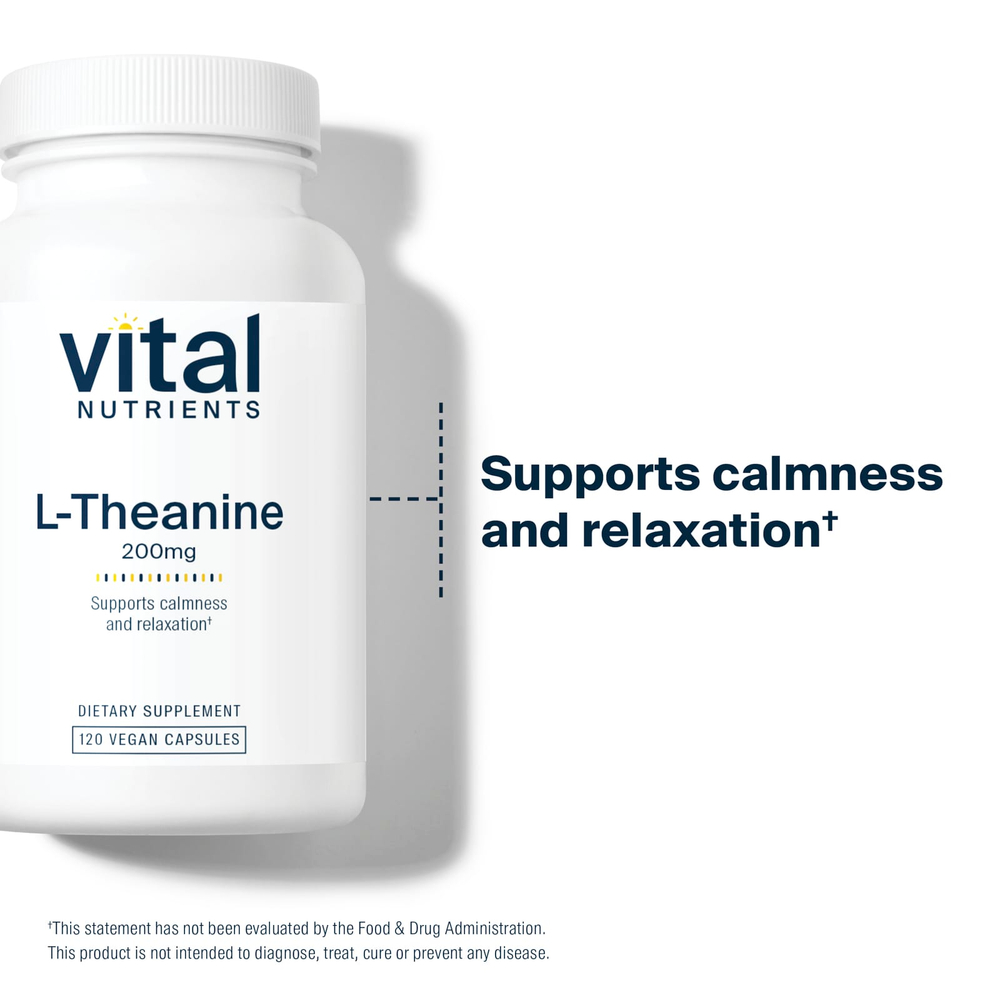 Vital Nutrients, L-теанин, 200 мг, 120 веганских капсул