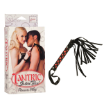 Чёрная плеть с атласной рукоятью TANTRIC (Цвет: черный с красным)