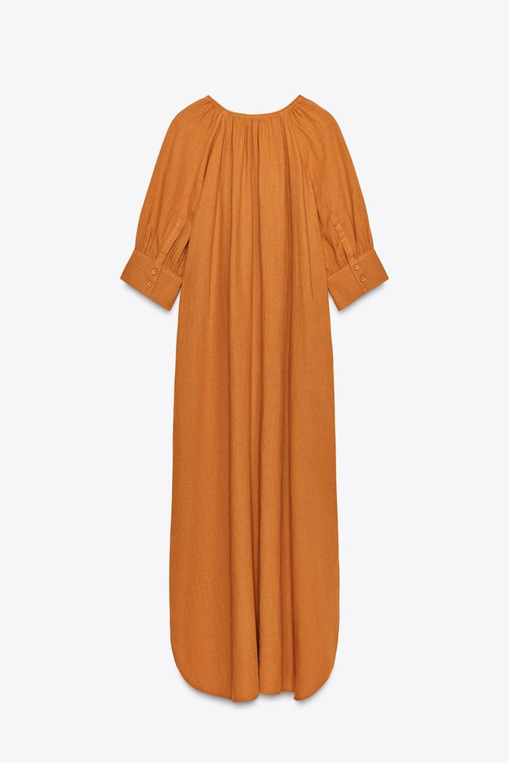 ZARA ПЛАТЬЕ-ТУНИКА ИЗ ЛЬНА ZW COLLECTION, СВЕТЛО-КОРИЧНЕВЫЙ