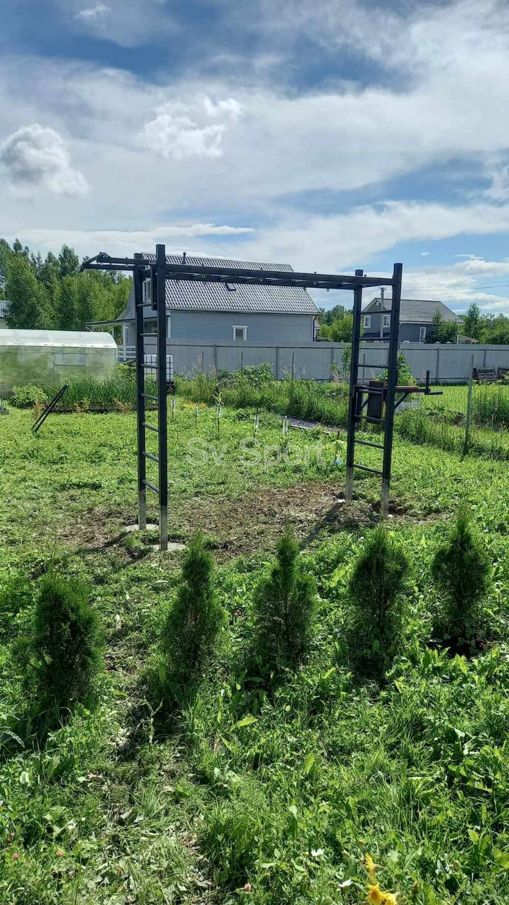 Монтаж уличной шведской стенки Sv Sport Рукоход (4 вертикальных столба)