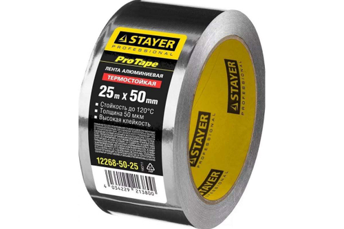 Алюминиевая лента STAYER, до 120С, 50мкм, 50мм х 25м 12268-50-25