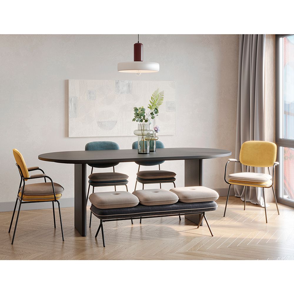 Банкетка Pea, велюр, бежевая/темно-серая