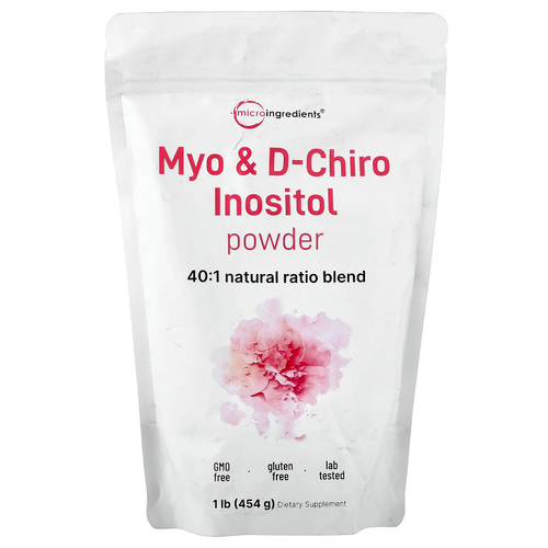 Micro Ingredients, мио- и D-хироинозитол в порошке, 454 г (1 фунт)
