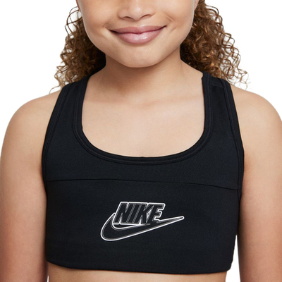 Топ для девочки теннисный Nike Dri-Fit Swoosh Bra Futura G - black/white