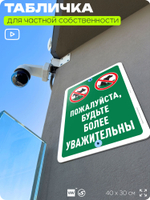Табличка для частной территории "Пожалуйста, будьте более уважительны", на дом, для участка, организаций и частных территорий, предупреждающая, 40х30 см, Silver Plane x Айдентика Технолоджи