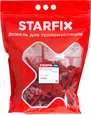 Дюбель для теплоизоляции 10х100 мм с металлич. гвоздем, термогол. (50 шт в дой-паке) STARFIX