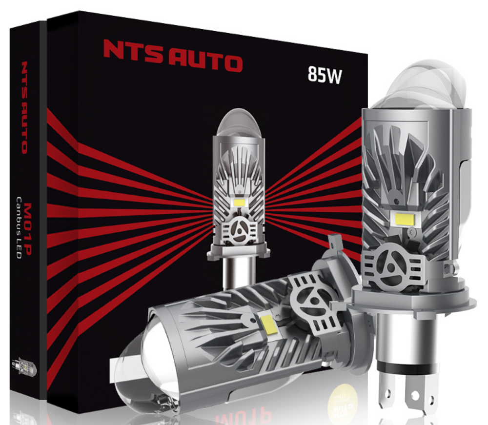 Автолампа LED Н 4 к-т NTS (станд цок) (без обманки) M01P LENS CANBUS 85W 6300K 4200Lm  (M01P-H4)