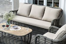 "Ницца" лаунж-зона из искусственного ротанга, цвет серый