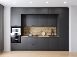 Кухонный гарнитур Антрацит (графит) 3400 мм столешница 38 мм, ЛДСП, прямая просторная кухня для большой гостиной, студии и семьи