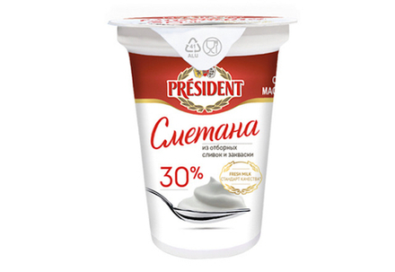 Сметана President 30%, 350 г