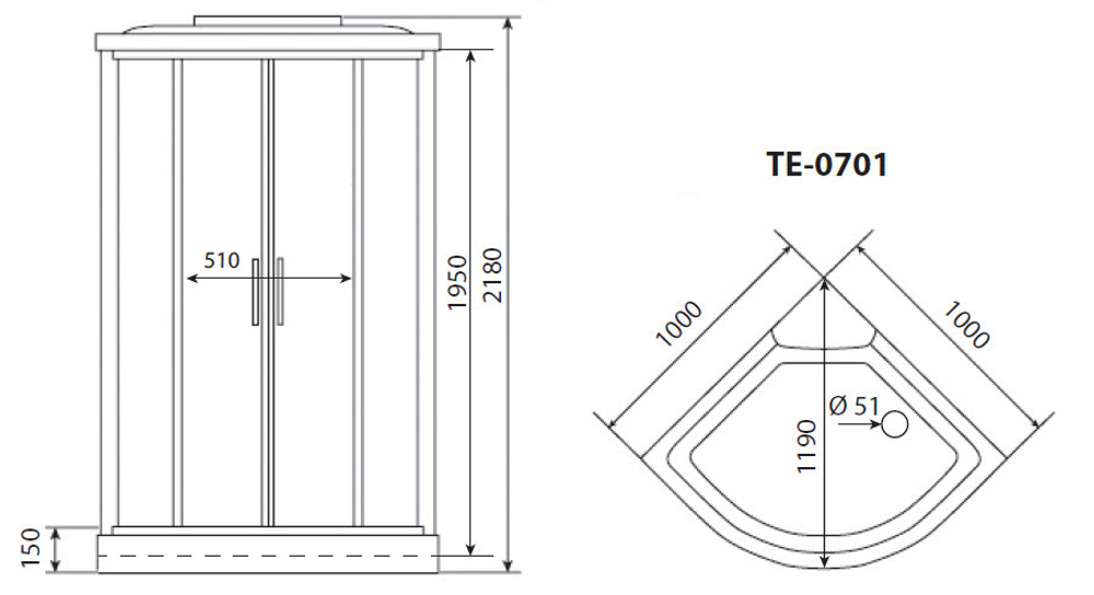 Душевая кабина Timo TE-0701P