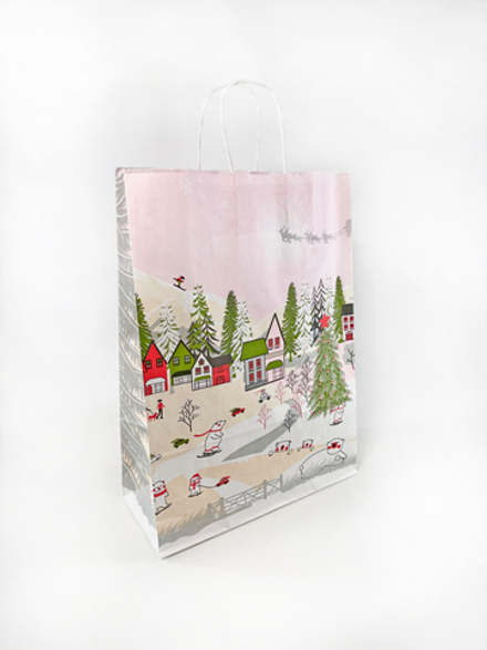 Крафт пакет 320 х 130 х 430 мм "Мишки на прогулке", 80гр/м2