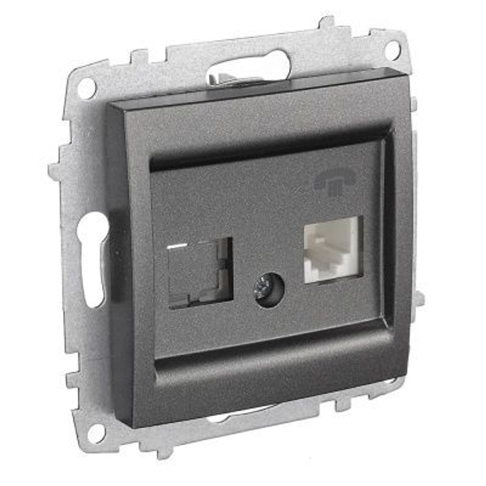 Механизм розетки TF телефонная ZENA, цвет дымчатый 609-011100-221