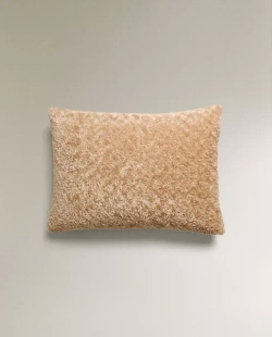 ZARA HOME НАВОЛОЧКА ДЛЯ ДЕКОРАТИВНОЙ ПОДУШКИ ИЗ ИСКУССТВЕННОЙ ШЕРСТИ, ПЕСОЧНЫЙ