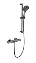 Смеситель для ванны с душевым гарнитуром и термостатом WONZON & WOGHAND Plate, Темный графит (WW-C2017-A-BGG)