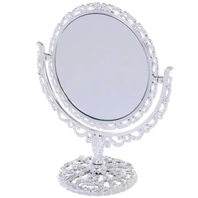 Зеркало настольное в пластиковой оправе «Версаль - Круг», цвет серебро, двухстороннее, с увеличением, 22см