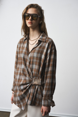 Рубашка 1290 коричневая клетка