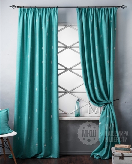 Готовые шторы ФЛЕШ (арт. BL01-246-02) - (145х280)х2 см. - бирюзовые