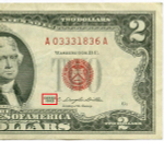 Банкнота США 2 доллара 1963 A 03331836 A. VF-XF