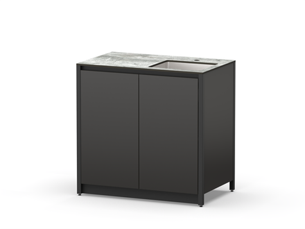 Шкаф напольный с мойкой Lounge D-04S-R, 90 см, черный/серый каспий