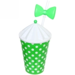 Стакан пластиковый 500мл «Горошек» с трубочкой и крышкой, цвета микс