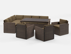 Обеденная группа из искусственного ротанга Кингстон Макси + 3 кресла Сантьяго