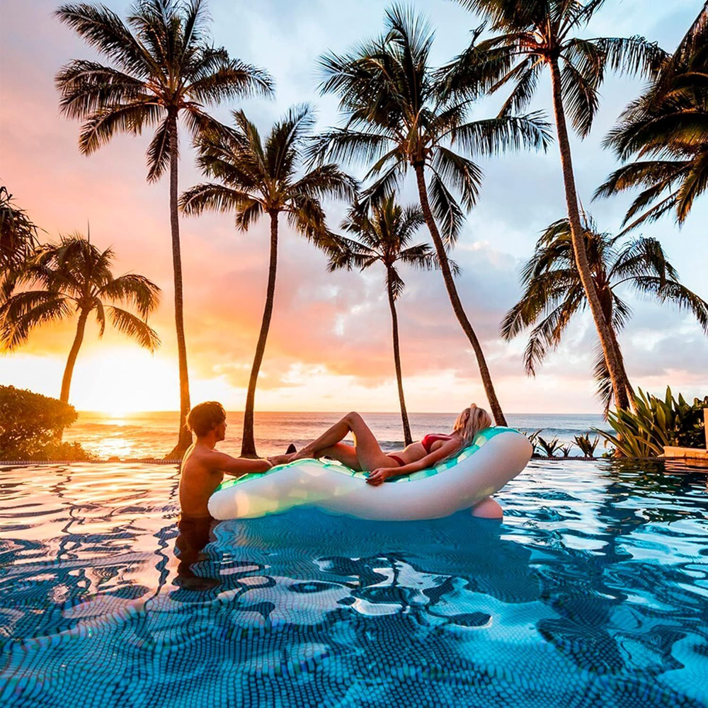 Надувной матрас шезлонг для плавания Intex 56874 Splash Lounge 191х99 см до 100 кг с подстаканником и ручками