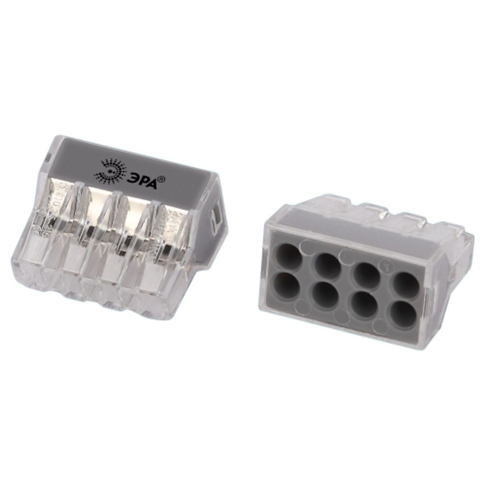 Клемма ЭРА NO-225-366 быстрозажимная 773-608 прозрачная 8-проводная 0.75-4.0 мм2 упаковка 20 шт | Клеммы