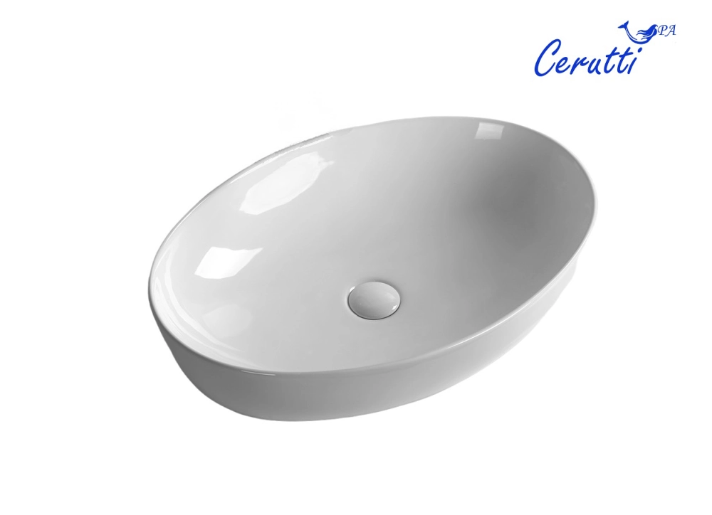 Раковина CR8023 накладная, белая, овал 610х410х145 Ceruttispa