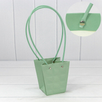 Пакет подарочный 12.5х12х8см Ваза для цветов "Квадраты" (Зеленый)