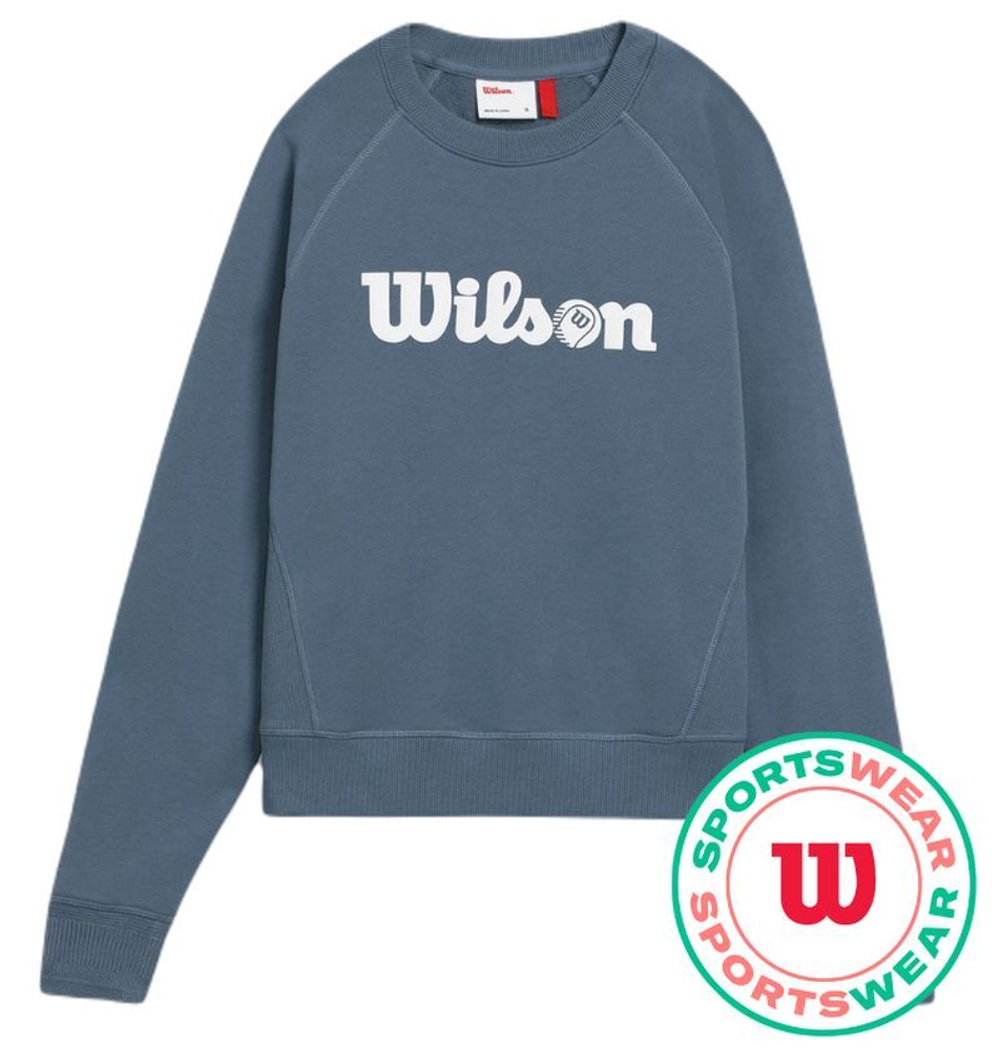 Женская Кофта теннисная Wilson Sideline Crew - небесный