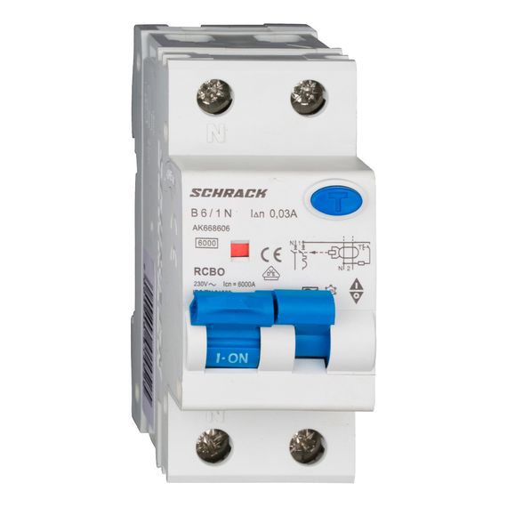 Дифавтомат Schrack Technik 1P+N B 6A 30mA тип A 6kA AK668606-- (АВДТ)