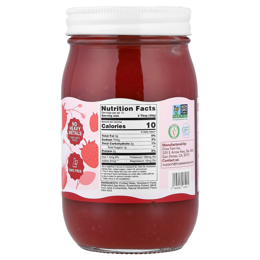 True Sea Moss, гель с морским мхом-суперфудом, клубника, 473 мл (16 жидк. унций)
