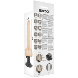 Телесный вибромассажёр на мощной присоске Basecock Realistic Vibrator Remote Control - 21 см.