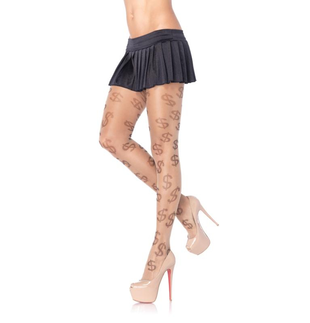 Колготки с рисунком доллара (Размер: S-M-L) (Цвет: бежевый)