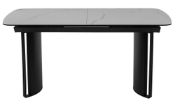 Стол RASMUS 160 TL-45 Белый мрамор, испанская керамика / черный каркас, ®DISAUR
