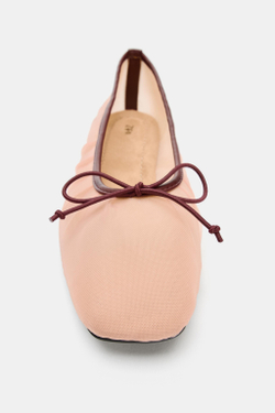 ZARA БАЛЕТКИ ИЗ СЕТКИ С БАНТОМ, РОЗОВЫЙ