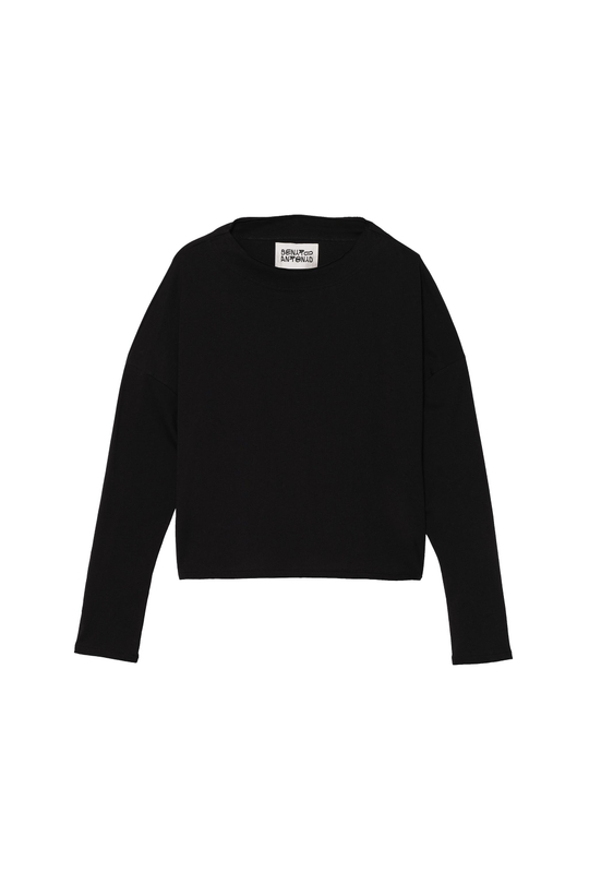 ZARA X BENITO ANTONIO ФУТБОЛКА УКОРОЧЕННОГО КРОЯ С ДЛИННЫМИ РУКАВАМИ, ЧЕРНЫЙ