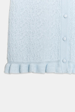 ZARA ВЯЗАНЫЙ КАРДИГАН С ВОЛАНАМИ, ГОЛУБОЙ