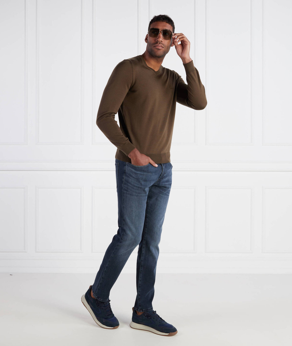 Хлопковый свитер baram-l BOSS BLACK - хаки(50476363)